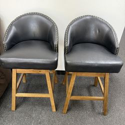 Barstool- Faux Leather (set Of 2) - Black