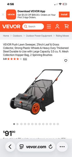 Push Lawn Sweeper, 21inch Leaf & Grass Collector, Strong Plastic Wheels & Heavy Duty Thickened Steel Durable to Use with Large Capacity 3.5 cu. ft. Me