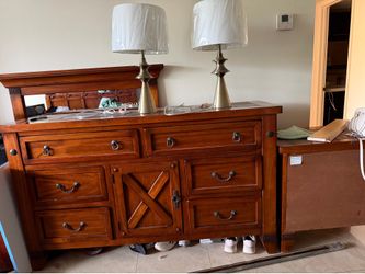 King size solid wood and stone bed from set