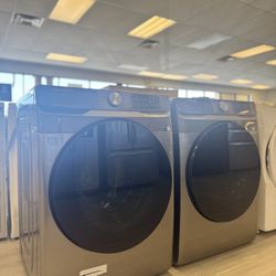 Samsung Front Load Washer With Super Speed & Electric Dryer In Platinum 