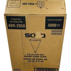 5000 Cups Solo 4 oz Treated Paper Cone Water Cup White 4BR-2050 