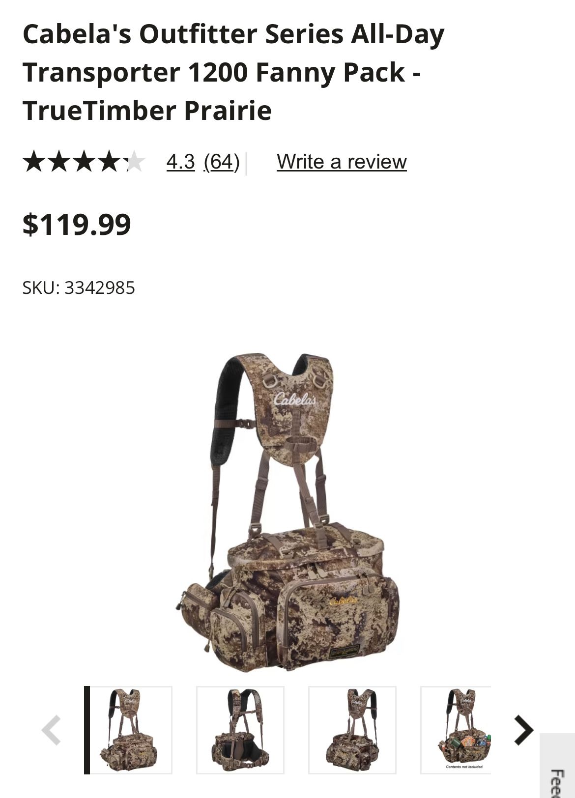 Cabela's Outfitter Series All-Day Transporter 1200 Fanny Pack