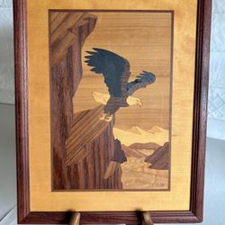 Vintage Hudson River Inlay Wood Eagle Art 