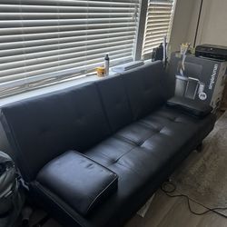 Black Leather Sofa 