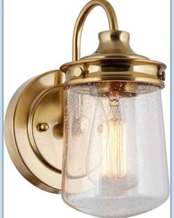 Wall Sconce, Bathroom Vanity Wall Light, Seeded Glass Wall Sconce, Brass Wall Sconce