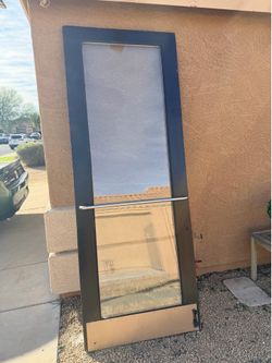 Heavy Solid Wood Black Front Door w/Glass Window - 95” x 35.75”