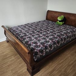 Vintage Henredon King Sz Mahogany Sleigh Bed