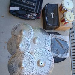 Metal Drum mute set with rubber mutes included, Rock Jam Bongo set & bag, Guitar Pedal Board & bagStarfavor Low Volume Cymbal Pack Mute Cymbal Set and