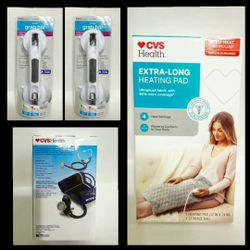 EXTRA LONG HEAT PAD, BLOOD PRES. MONRT ,SUCTION GRAB Bar 3  items