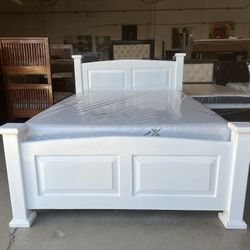 White Full Bed And Foam Mattress