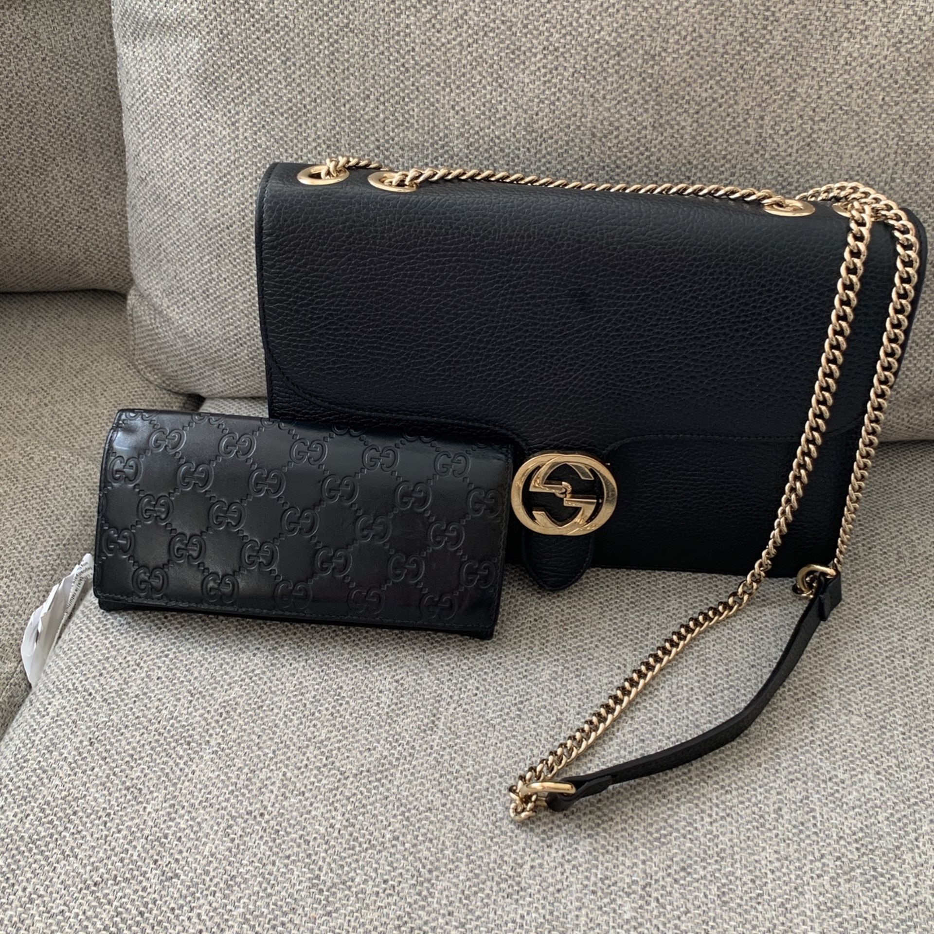 GUCCI INTERLOCKING CROSSBODY AND WALLET 