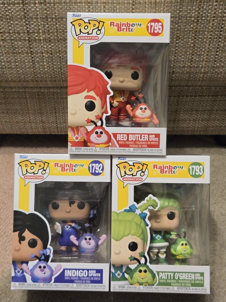 Rainbow Brite Red Butler Indigo Patty O'Green with Sprites Funko Pop Combo Set