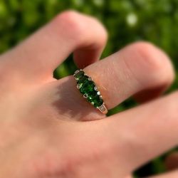 Jewelry 10k solid yellow gold 2.30CTW malachite ring sz 7.00