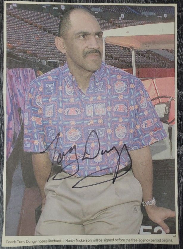 Signed Tony Dungy Newspaper Photograph Auto Tampa Bay Buccaneers Autograph - (3) Available