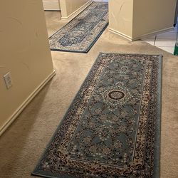 Floral Dark royal blue and beige rugs