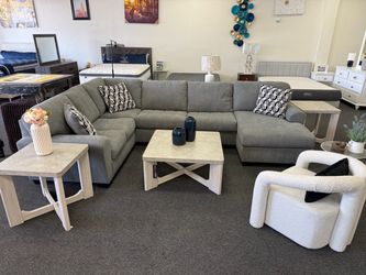 Gray Fabric Sectional Sofa with Chaise