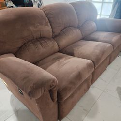 BROWN TEDDY RECLINER SOFA