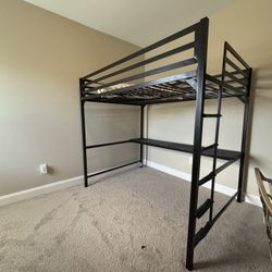 Full size loft style bunk bed with desk space