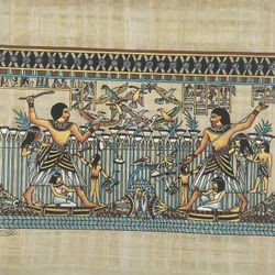 Hand-Painted Ancient Egyptian Papyrus. 
