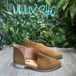 FREE PEOPLE FP US 8.5 Women 39 Brown Suede  Royale Flat Half D’Orsay Shoes
