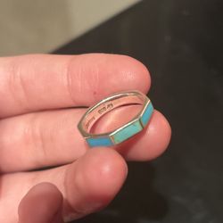 silver 925 blue ring size 7