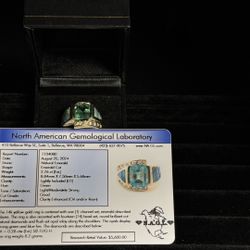 14K Gold Natural Emerald ring 2.76 carat with opal and diamonds 8.2grms size 7 w appraisal pick up in Lakewood (contact info removed)