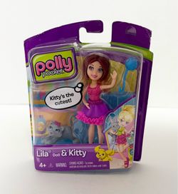 Mattel Polly Pocket (Lila Doll & Kitty) Micro-doll Figures Set (2011)