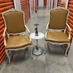 French Provincial Shabby Chic Leather Accent Desk Chairs $247.00