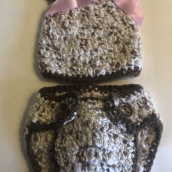 Adorable Baby Bunny Hat and Diaper Set Hand Crochet Unisex for Him or Her