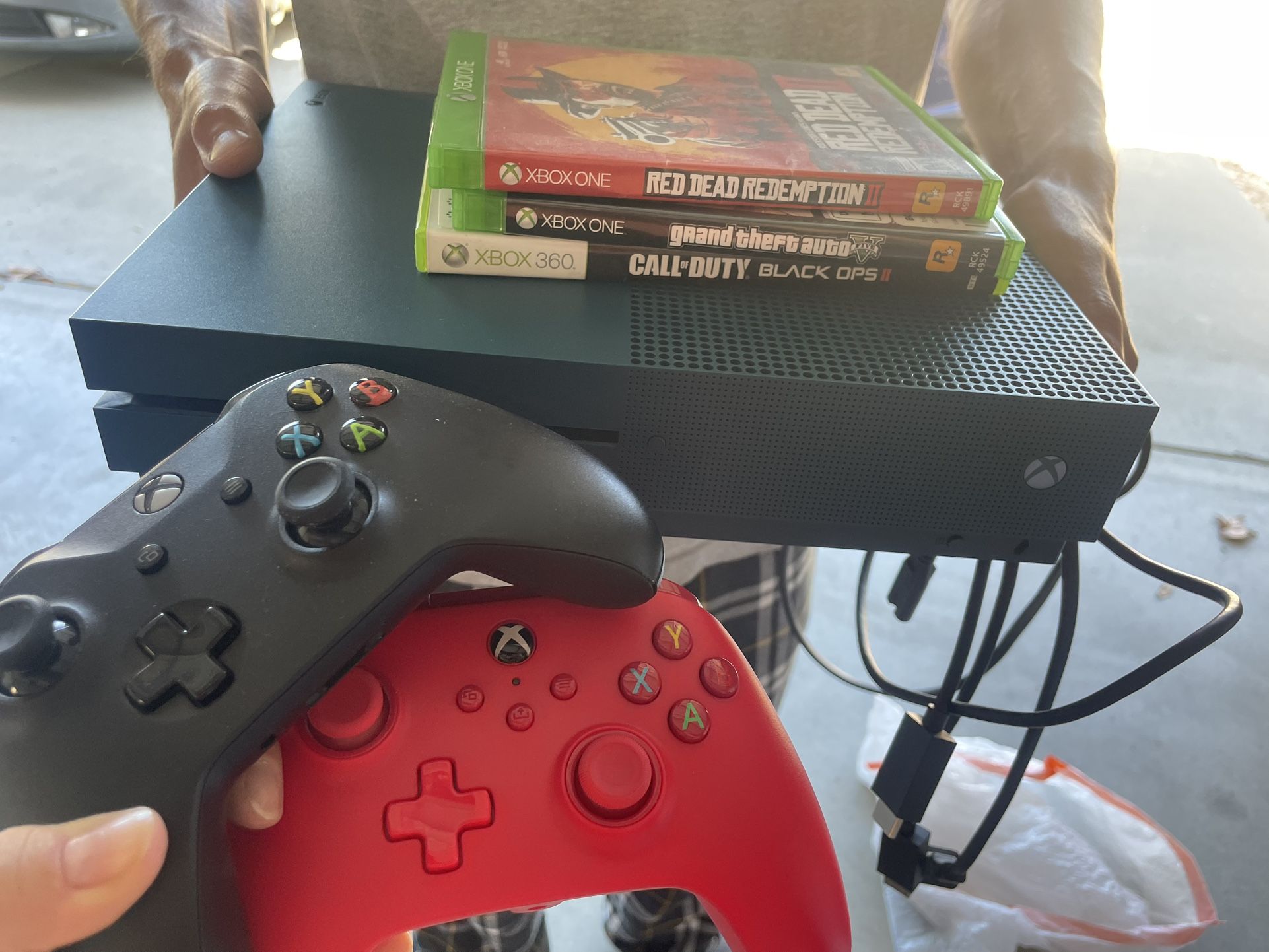 Xbox 1S- With Two Controllers And Games