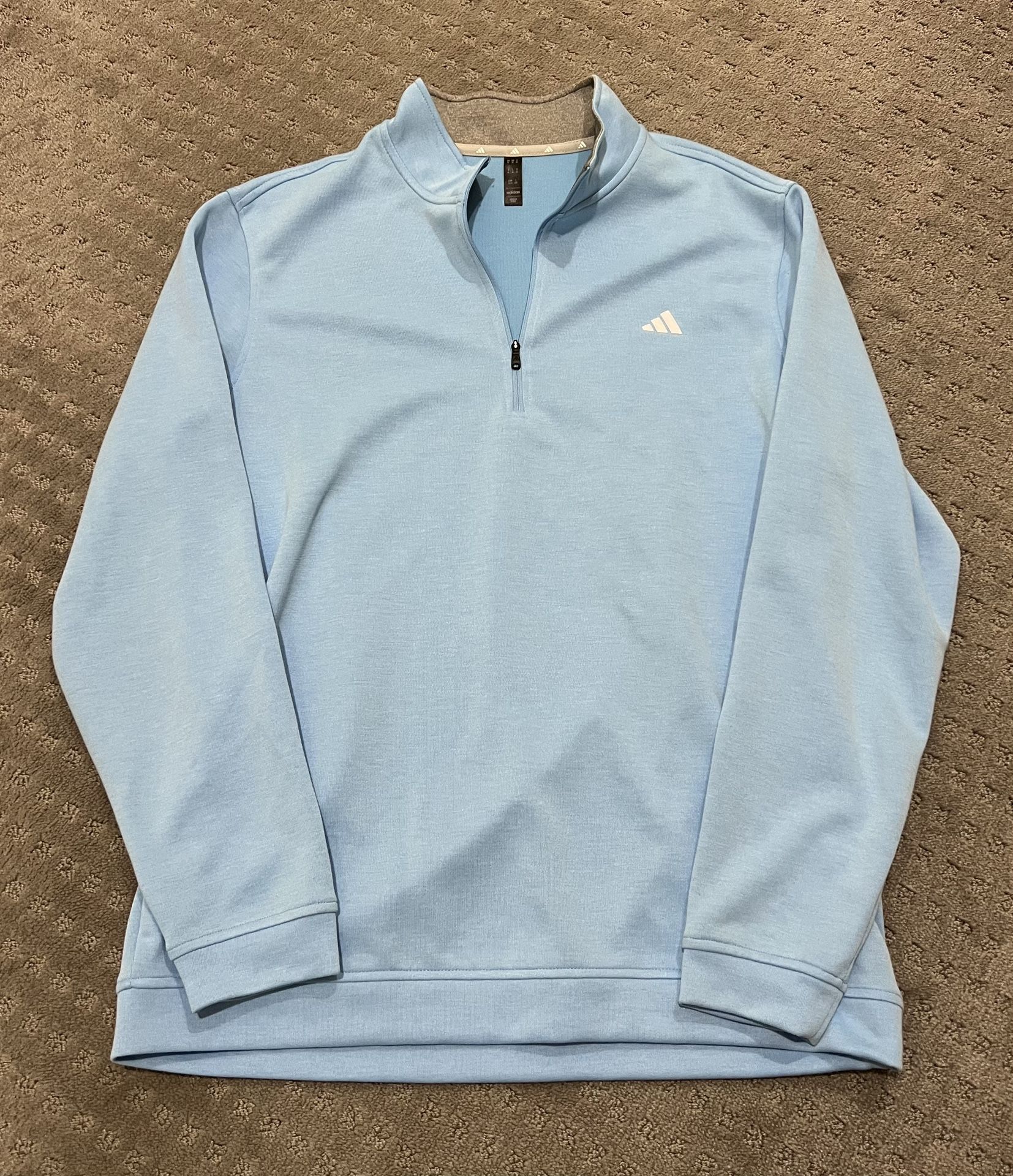 Adidas 1/4 Zip Pullover Blue Mock Neck Training Long Sleeve Sweater
