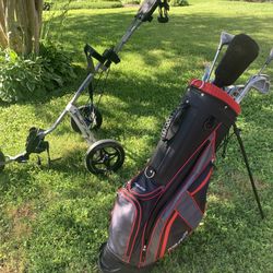 Left Handed Golf Clubs And Push Cart