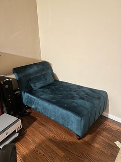 Velvet teal chaise lounge