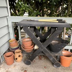 Potting Bench With Tons Of Pots