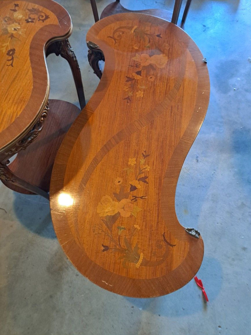 3 wood living room tables.
