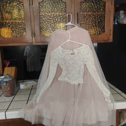 Long pink flowing skirt with matching crop top