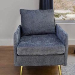 Gray Chair With Gold Legs 