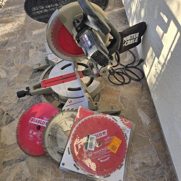 Porter Cable 12" Compound Bevel Miter Saw With 4 Extra Blades / 12" Miter Saw / Diablo Blades
