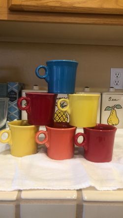 6 Fiesta Ware Coffee Cups.