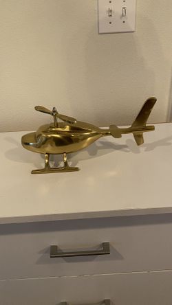 rt Deco Brass Metal Helicopter Decorator Piece
