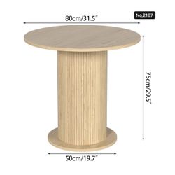 31.5 inch Round Dining Table for 2, Modern Farmhouse Kitchen Table, Small Circle Dining Tables with Wood Strip Base for Kitchen Living Room ,Natural