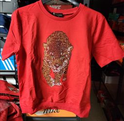 *NEW* Black Pharoah Streetwear Rhinestone Panther Red Shirt Size XL