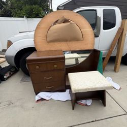 Mid Century Modern Vanity with Stool