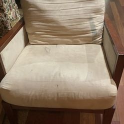 Beautiful Large Accent Chair Cherry With Beige