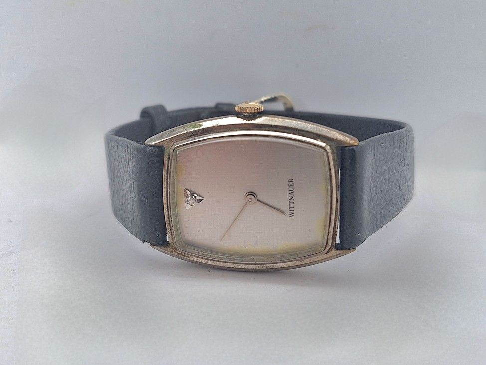 Wittnauer Gents Silver Dial Watch with Diamond 1950s