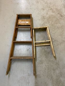 Wooden Step Ladder 4ft & 2ft step stool ( Both Sold together )