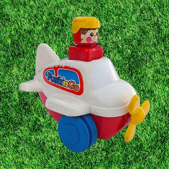 Vintage Push N Go Airplane By Tomy Toy