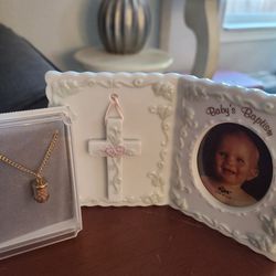 Baptism Frame And Mustard Seed Necklace