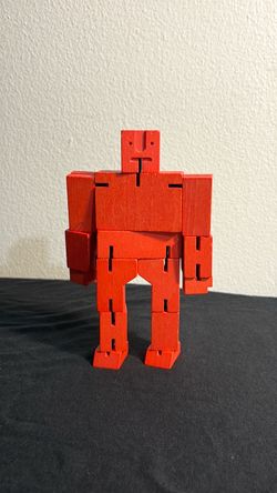 Red Wooden Robot Puzzle Figure