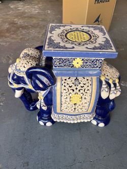 Ceramic Elephant Garden Stool